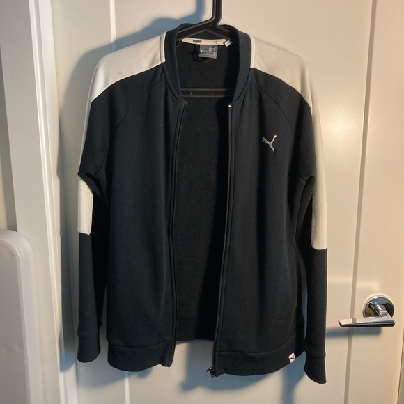 PUMA Sz M Athletic Activewear Jacket Black & White - Picture 6 of 6
